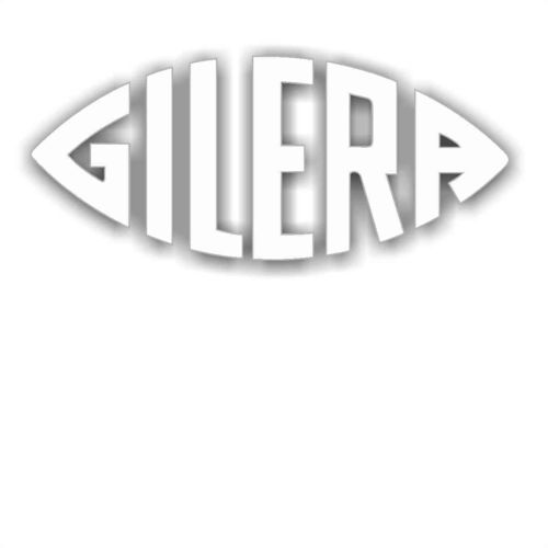 Gilera tarra, 94 X 40 mm, valkoinen teksti, ei taustaa